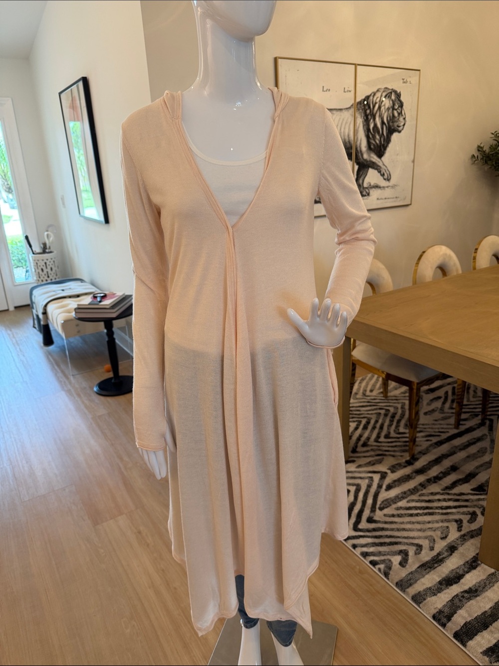 Peace Love World Light Blush Long Hooded Cardigan